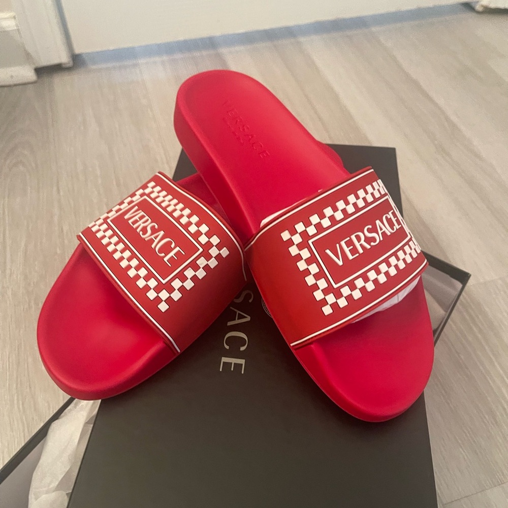 Versace Red Men's Slide Sandals